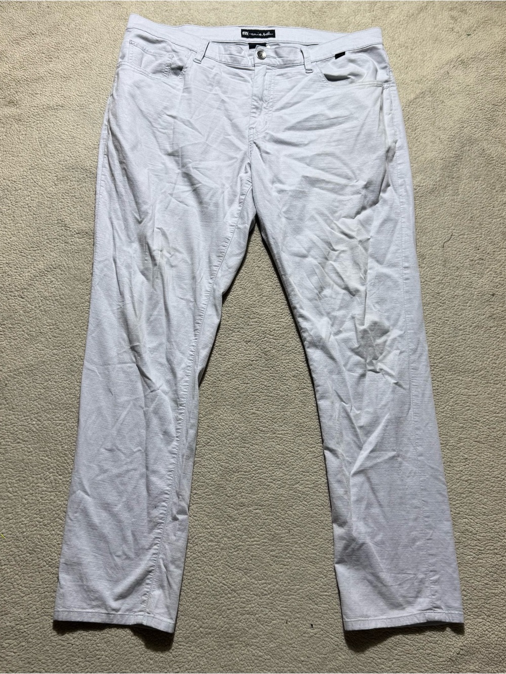 Travis Mathew Pants Mens 36 Gray Chino Mid Rise Cotton Rayon Straight Meas 36x31